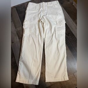 James Perse Cream Cargo Pants Wide Leg Utility Coastal Quiet Luxury Size 3